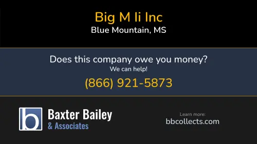 Big M Ii Inc 6341B Hwy 15 Blue Mountain, MS DOT:2229900 MC:442997