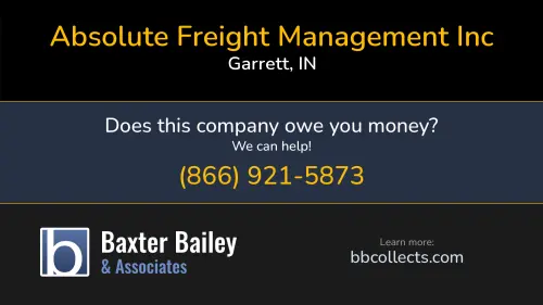 Absolute Freight Management Inc Hbi Logistics 325 N Taylor Rd Garrett, IN DOT:2243761 MC:668738 1 (260) 357-3100