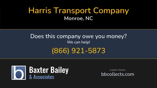 Updated Profile & Contacts for Harris Transport Co. DOT: 285564  MC: 195392.   Located in Monroe, NC 28112 US. 