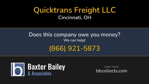 Quicktrans Freight LLC 8312 York St Cincinnati, OH DOT:3198766 MC:158255 1 (513) 214-2099 1 (513) 214-2099