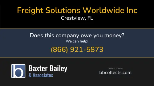 Freight Solutions Worldwide Inc 123 Lillian Way Crestview, FL DOT:4153795 MC:1595079