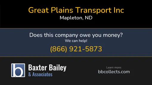 Updated Profile & Contacts for Great Plains Transport Inc. DOT: 538508  MC: 268241.  MC: 268241.  Located in West Fargo, ND 58078 US. 